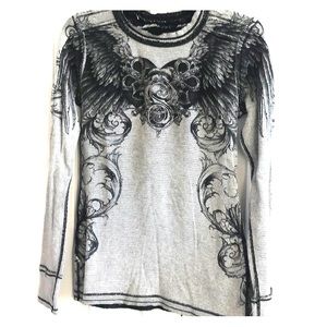 Women’s Affliction “reversible” jersey knit shirt
